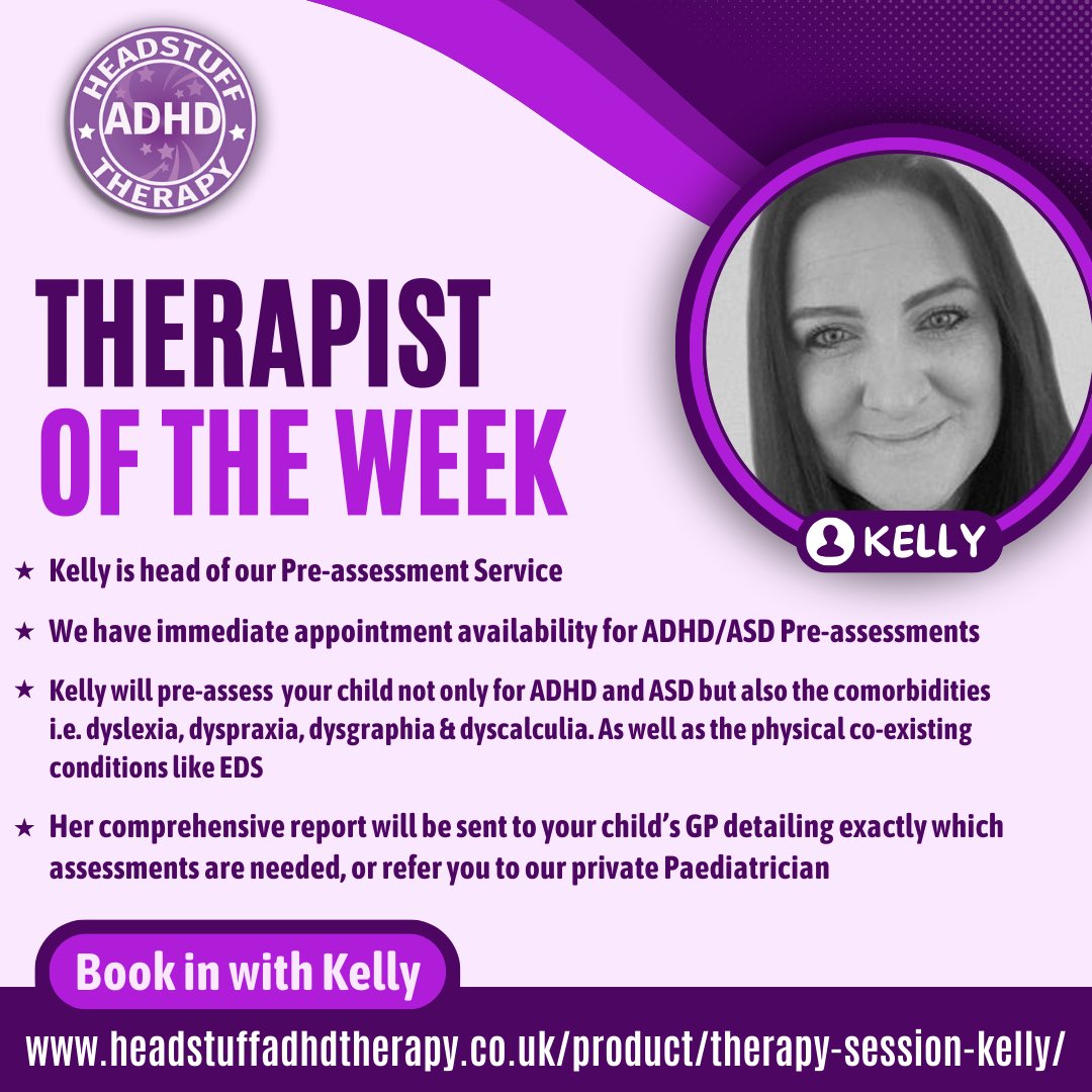 Therapist of the week - Kelly

To book a session with Kelly, please use the below link 💜

headstuffadhdtherapy.co.uk/product/therap…

#headstuffadhdtherapy