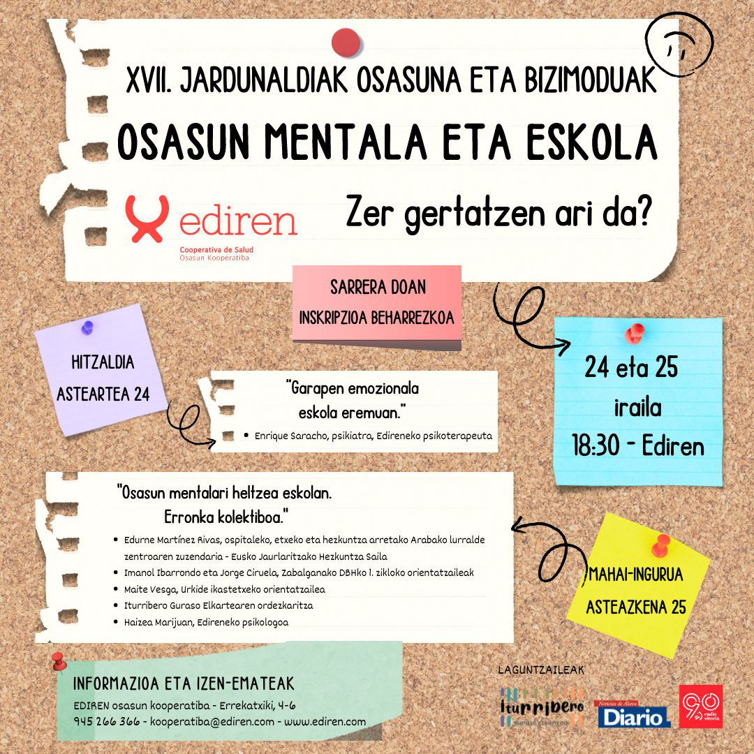 edirensalud's tweet photo. 👉Herritar guztiei zuzendutako "Osasun mentala eta eskola" izeneko XVII. Jardunaldietan parte hartzera gonbidatzen zaitu Eden-ek.
📅Sarrera librea da. Izena eman behar da.
📌Informazio gehiago: https://t.co/gXh6VHC5Wq
#edirenosasuna #osasunamental #eskola https://t.co/A5bFDrKVaS