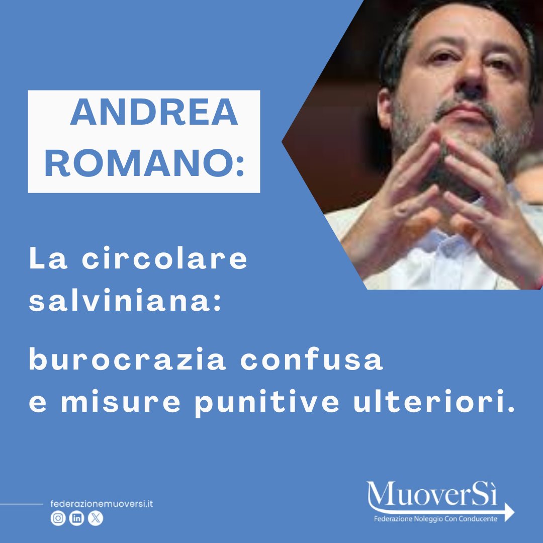 FMuoverSi's tweet photo. La circolare salviniana: poca chiarezza e tante complicazioni in più. 
Il risultato? Un'ulteriore misura punitiva per gli NCC.

Faremo ricorso al Tribunale Amministrativo del Lazio per bloccare il DM n.203 del 2/7/24, a tutela dei nostri associati e di tutti gli operatori NCC. https://t.co/GxjYGTmH1e