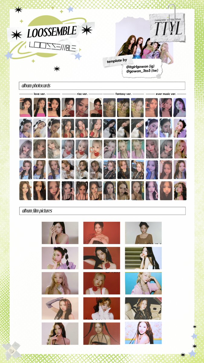 240910 LOOSSEMBLE TTYL PHOTOCARD TEMPLATE OT5 album inclusions