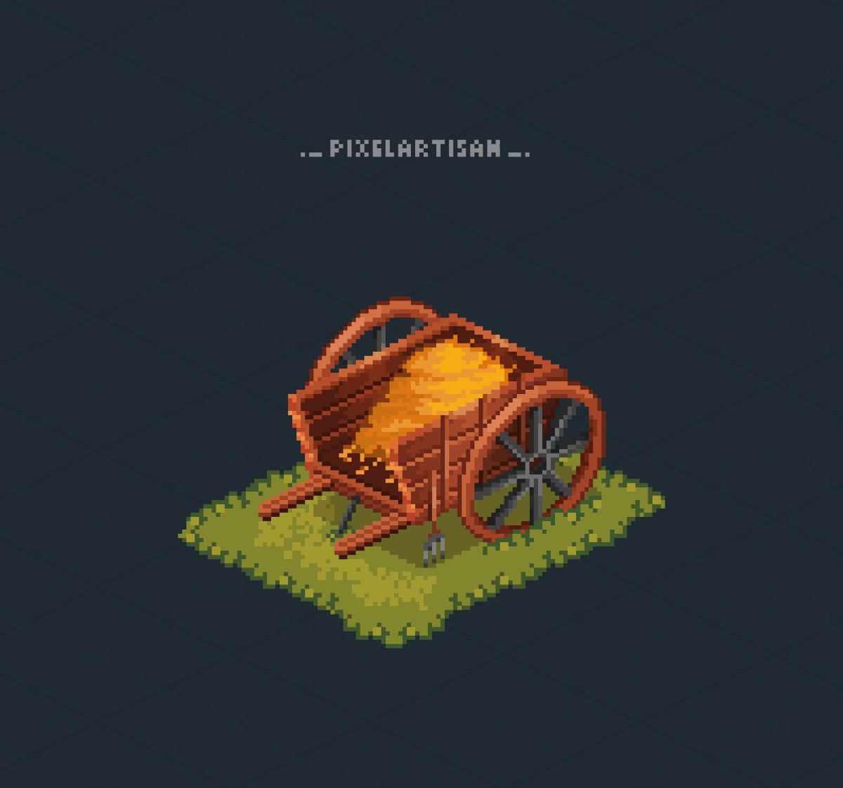 Isometric Wood Wagon Pixel Art #pixelart