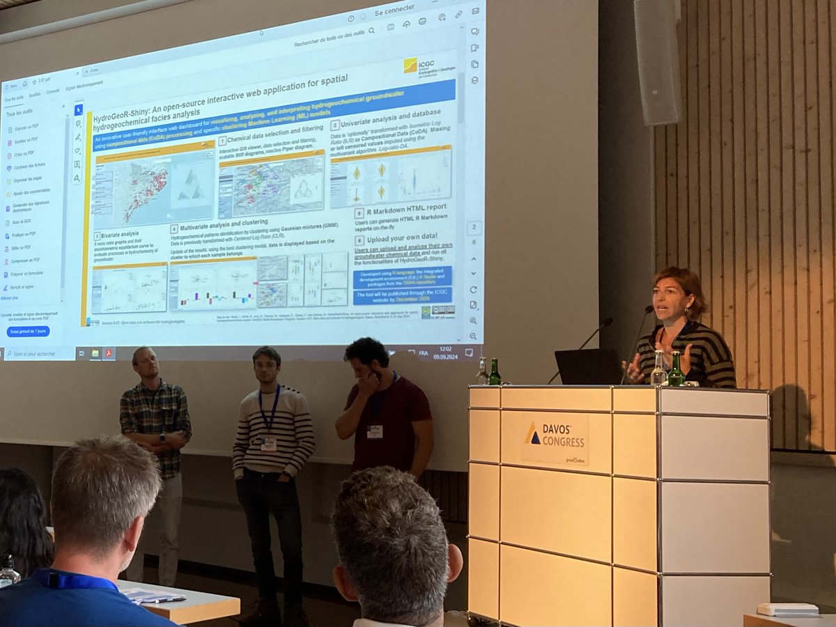 Al congrés internacional d’#hidrogeologia que se celebra a Davos, hem presentat l’aplicació HydroGeoR-Shiny, un tauler web innovador i interactiu que ofereix una interfície fàcil d’usar per visualitzar, analitzar i interpretar dades químiques d'aigües subterrànies.

#IAH2024