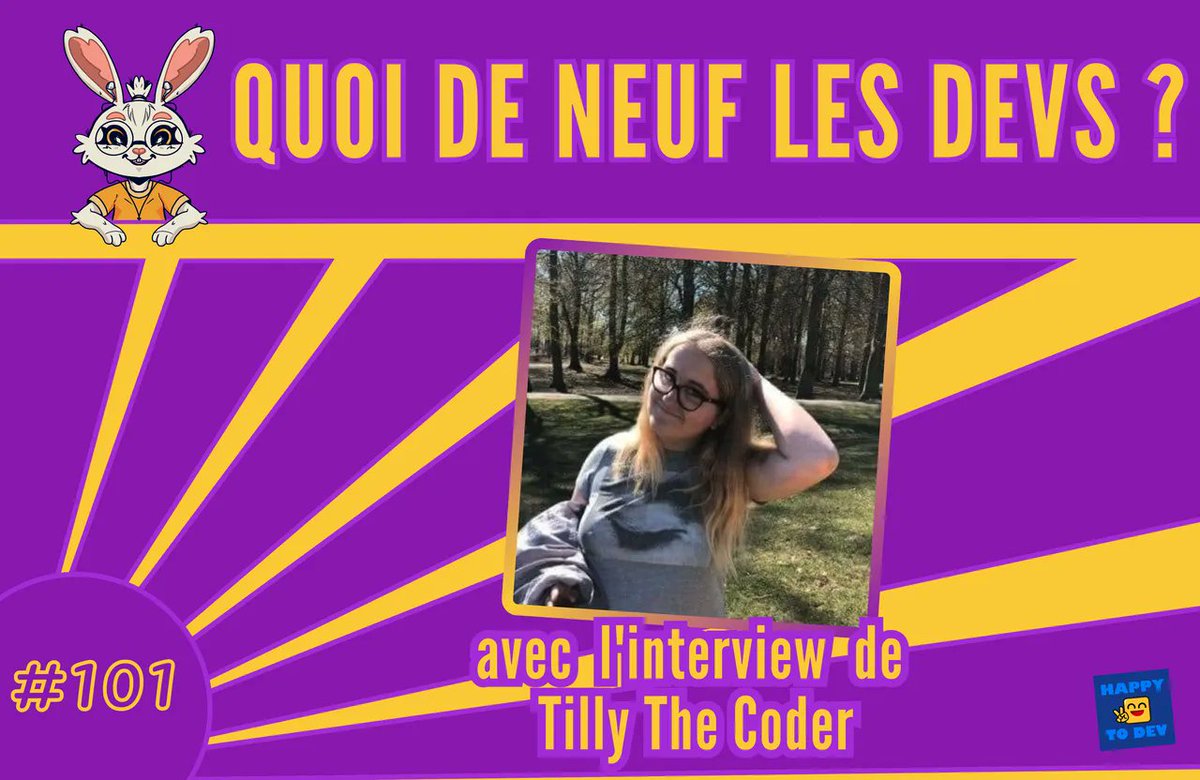 Happy To Dev (@happytodev) on Twitter photo Hello les devs, et voici avec un peu de retard (désolé je suis toujours en vacances) le n°101 de "Quoi de neuf les devs?" avec cette semaine l'interview de <a href="/tillythecoder/">Tilly The Coder</a>
On y parlera aussi entre autres de
✅ Jenkins
✅ Gitflow
✅ Postgres
✅ l’histoire d’ARM
✅ ESN
✅ ... Hello les devs, et voici avec un peu de retard (désolé je suis toujours en vacances) le n°101 de "Quoi de neuf les devs?" avec cette semaine l'interview de <a href="/tillythecoder/">Tilly The Coder</a>
On y parlera aussi entre autres de
✅ Jenkins
✅ Gitflow
✅ Postgres
✅ l’histoire d’ARM
✅ ESN
✅ ...