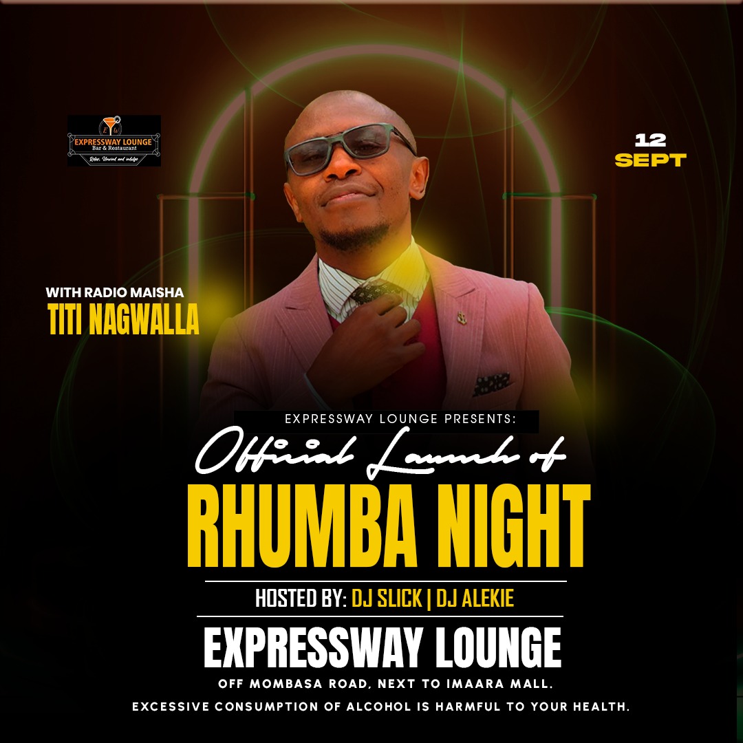 lawrencekitema's tweet photo. π’ Exciting News! π Welcome to Expressway Lounge this Thursday, 12th September 2024, for the grand official launch of #RhumbaNight!
Get ready for an electrifying evening with Titi Nagwala from Radio Maisha, spinning the best Rhumba hits, hosted by the dynamic DJ Slick and DJ Alekie.
Donβt miss out on this unforgettable night of music and fun! See you there! πΆβ¨