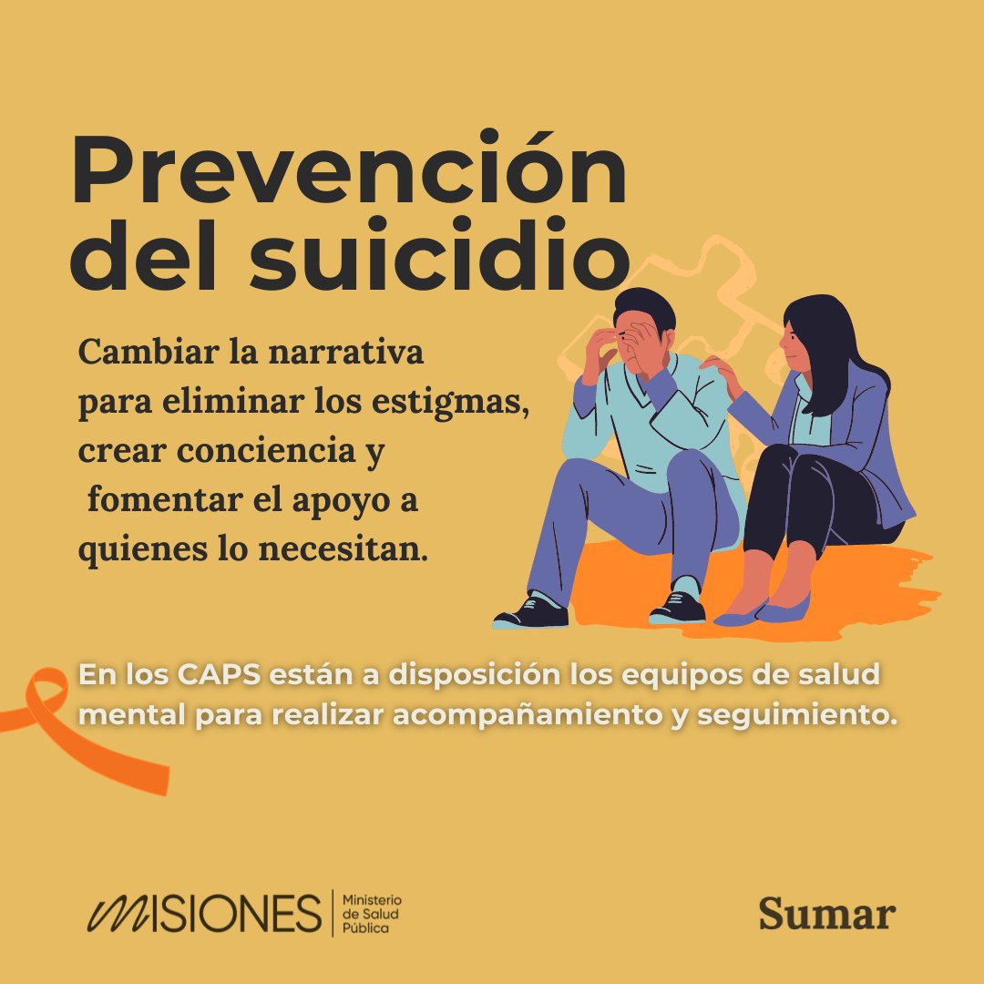 10 de septiembre 🔶 Día Mundial para la prevención del suicidio.

🔸 Si vos o alguien que conocés se encuentra en situación de tristeza profunda, aislamiento del entorno o manifiesta constantemente pensamientos negativos, pueden acercarse a los CAPS para recibir acompañamiento.