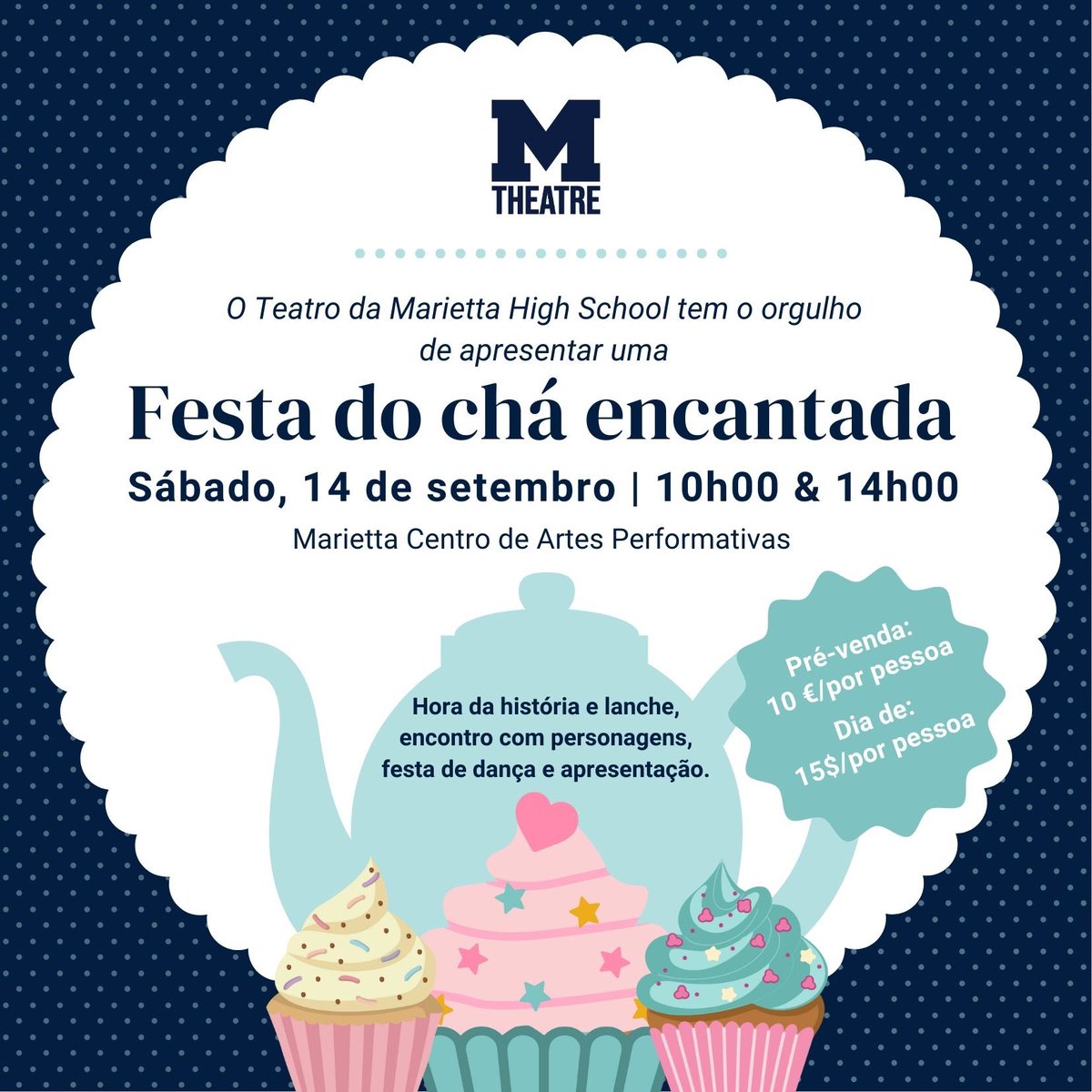 MariettaCitySch's tweet image. Looking for something fun and exciting to do this weekend with the family? Grab your little ones and join us for the Magical Tea Party at MPAC! Dress as your favorite storybook character for an afternoon filled with wonder! Presale tickets are on sale now: mhstheatrebooster.square.site/product/magica…