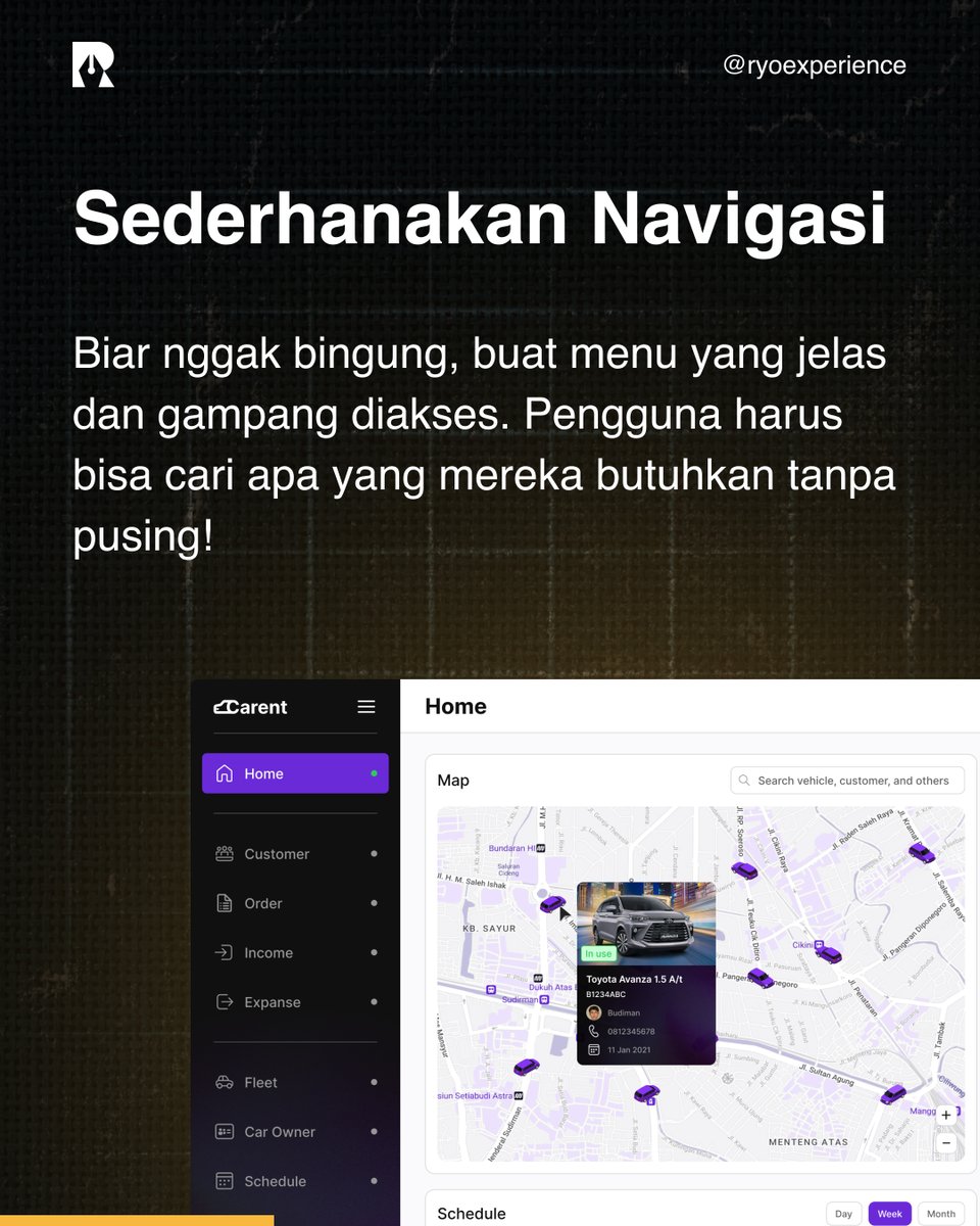 ryoexperience's tweet photo. Sharing tipis-tipis lagi 🔥

Kesalahan umum orang yg mau belajar UI/UX biasanya langsung loncat belajar research terus implementasi desain asal-asalan.

Percuma research kamu bagus kalau UI ga useful oleh pengguna. Tips desain UI biar pengguna ga kabur ⬇️ https://t.co/YNTVheu0Mv
