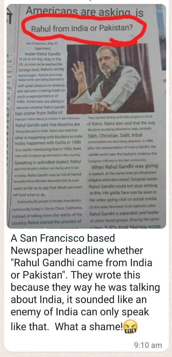 Americans want to know if <a href="/RahulGandhi/">Rahul Gandhi</a> is from India or Pak. Which individual goes abroad to abuse his own home. Unheard in the world. Only exception is this man. Will <a href="/INCIndia/">Congress</a> <a href="/sampitroda/">Sam Pitroda</a> <a href="/kharge/">Mallikarjun Kharge</a> <a href="/SupriyaShrinate/">Supriya Shrinate</a> &amp; <a href="/Jairam_Ramesh/">Jairam Ramesh</a> claim this is a Congress custom.