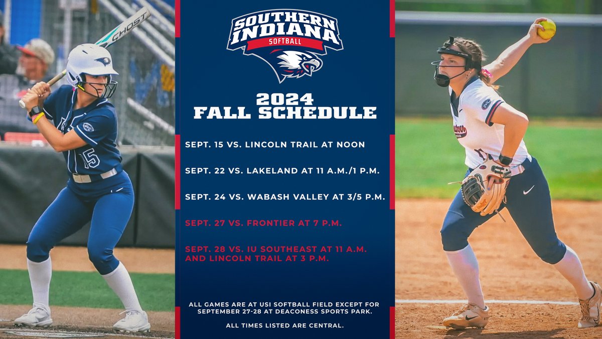 With the temperatures cooling off, it is time for the <a href="/USISOFTBALL/">USI SOFTBALL</a> fall season! The Screaming Eagles begin their fall game schedule this Sunday from USI Softball Field.

🔗 bit.ly/4ghpl3Q

🦅🥎 #GoUSIEagles #OVCit