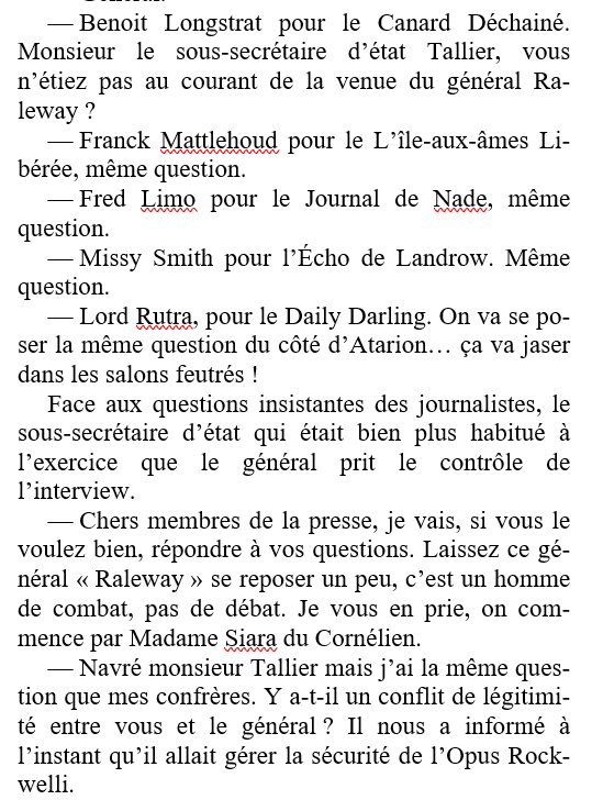 superflameur's tweet photo. 🔴 Aujourd'hui, en live écriture, on a canonisé des gens du chat !

➡️ Un des personnages de mon univers tenait une conférence de presse et on a trouvé marrant de donner les noms des gens du chat aux journalistes, ça a donné ceci :

Prochain live Demain Matin pour mettre tout ça en voix !