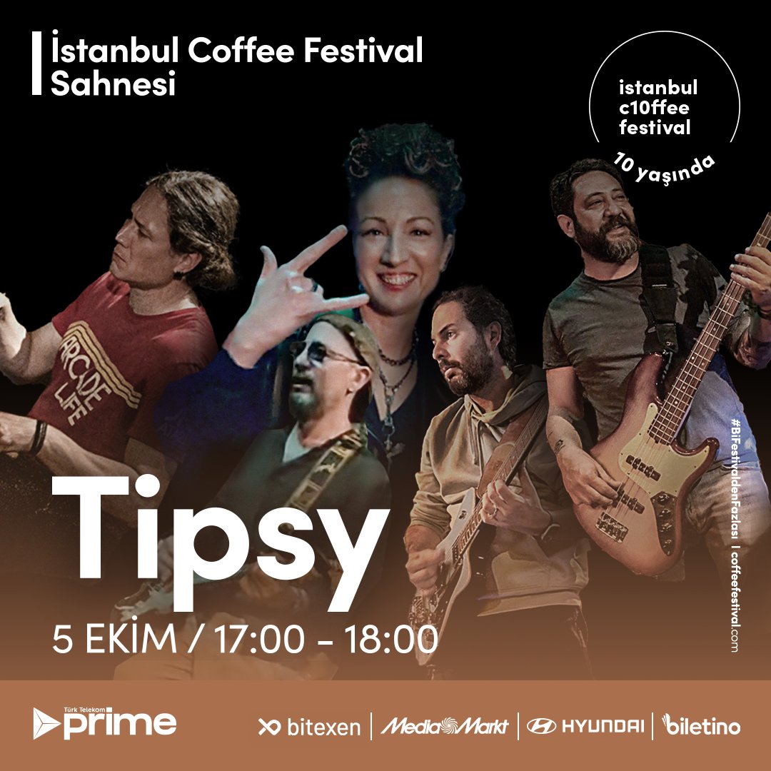 Tipsy, 5 Ekim Cumartesi saat 17:00’da sahnede!
Banu Sungun, Serkan Sungun, Cenk Pamay ve Gökhan Altun tarafından Kadıköy’de kurulan grup, müzik sahnelerinin deneyimli ismi Mert Keskincan’ı da bünyesine katarak Indie ve Alternatif Rock’un en güzel örneklerini sunuyor. 🎶