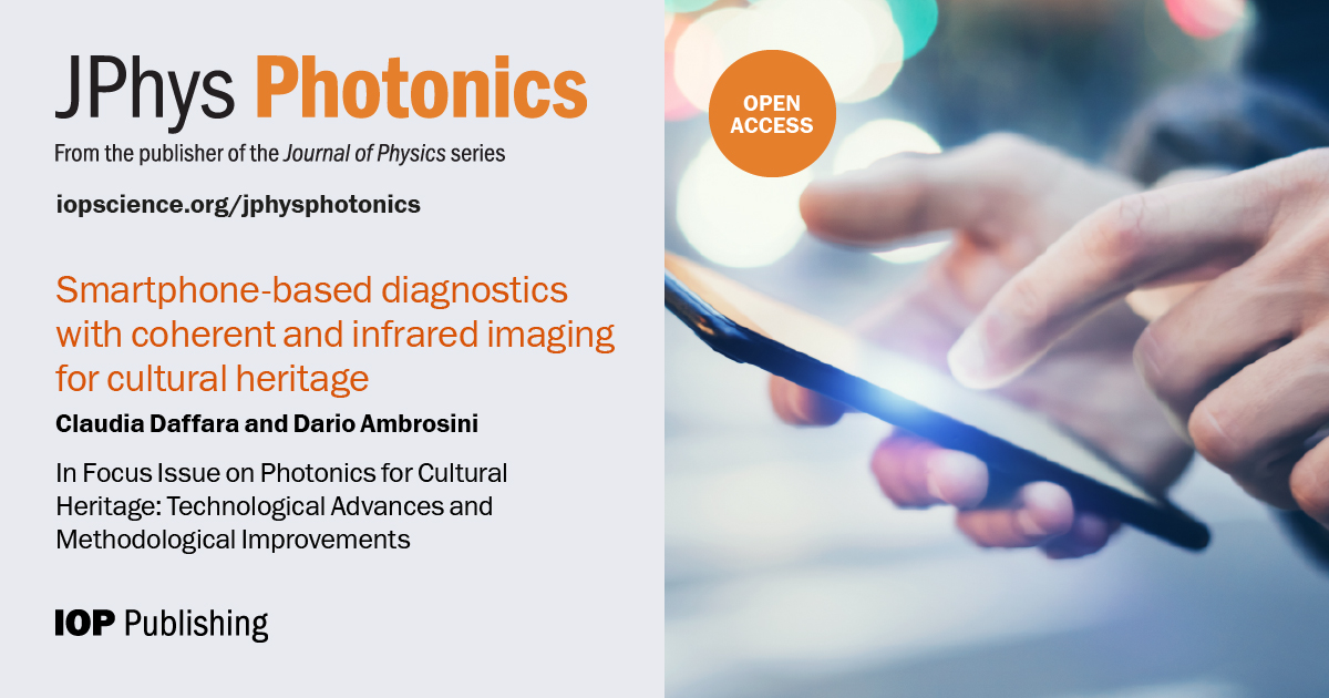 JPhys Photonics (@jphysphotonics) on Twitter photo Recently published in our Focus Issue on Photonics for Cultural Heritage (guest edited by <a href="/ProfMeulebroeck/">Wendy Meulebroeck</a> and Daniela Comelli), this paper explores the potential of smartphones to revolutionise artwork diagnostics and conservation.🎨🖼️
Authored by Claudia Daffara at <a href="/OpDATeCH/">OpDATeCH Lab - University of VERONA</a> Recently published in our Focus Issue on Photonics for Cultural Heritage (guest edited by <a href="/ProfMeulebroeck/">Wendy Meulebroeck</a> and Daniela Comelli), this paper explores the potential of smartphones to revolutionise artwork diagnostics and conservation.🎨🖼️
Authored by Claudia Daffara at <a href="/OpDATeCH/">OpDATeCH Lab - University of VERONA</a>