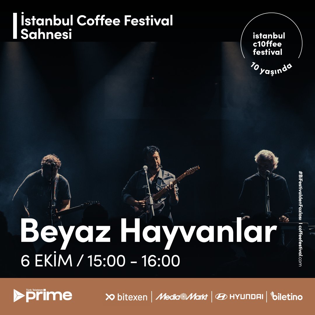 Festivalde 4. Gün: Sahnede Beyaz Hayvanlar!
İstanbul’un dinamik pop grubu Beyaz Hayvanlar, Hasan İnceler’in besteleriyle 6 Ekim saat 15:00’te sahnede!
Kahvenizi alın, müziğe eşlik edin! 🎸

#BiFestivaldenFazlası Biletler Biletino ve DSM Bilet’te! 🎶🔥

#istanbulcoffeefestival