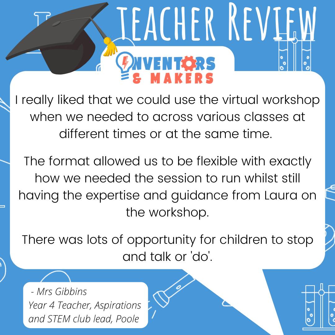 InventorsM's tweet image. Review in from a school that ran one of our virtual self-led workshops last term.
#inventorsandmakersreview #schoolworkshops #scienceworkshops #britishscienceweek #primaryworkshops