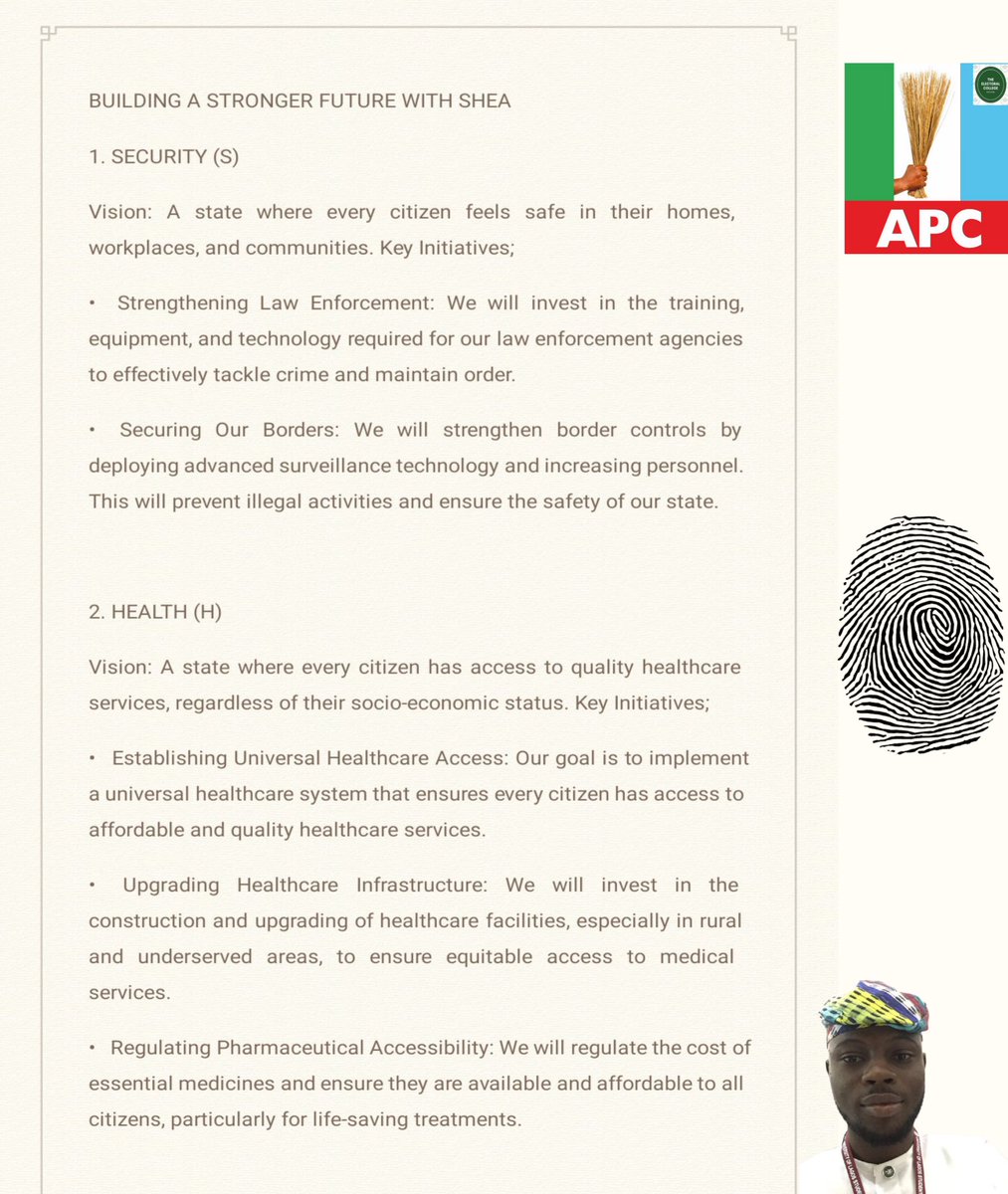 ecn_apc1's tweet photo. Committed to leading our state towards a future where every citizen enjoys security, health, education, and food security. BALOGUN'S SHEA agenda represents a holistic approach to governance, focusing on key areas driving our state's progress.

About SHEA👇🏾
#BAF4GOV 
#Vote✅
#ONDO https://t.co/eHlAcDn0xG