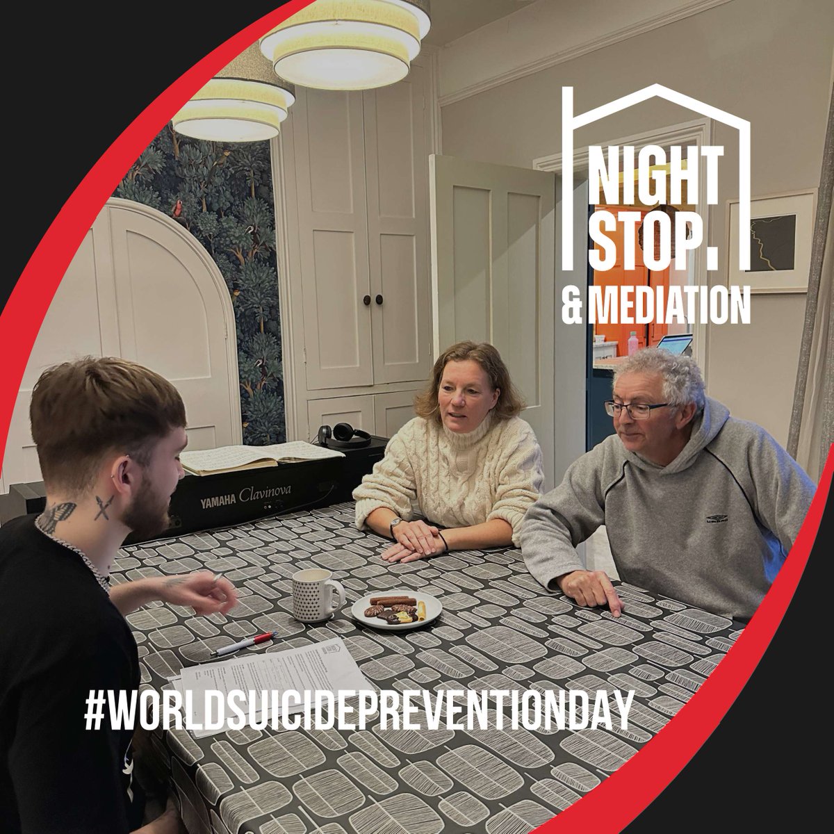 Today is #WorldSuicidePreventionDay. Homeless people in the UK are 9x more likely to die by suicide - young people (16-24) most at risk. At Nightstop, we work to prevent this through mediation, crisis support &amp; safe emergency accommodation.

#WSPD2024 #EndHomelessness #Nightstop