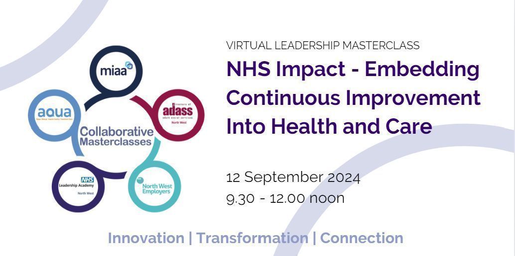 Aqua_NHS's tweet photo. We're looking forward to the next #CollaborativeNW masterclass during #QIWeek2024! We'll hear from @profchrisham and @davidfilingh14 on the progress of #NHSIMPACT one year on and the implications for leaders across the country. 

🌟 Join the waitlist: https://t.co/FqwzmutlV5 https://t.co/eBGw8SO1QU