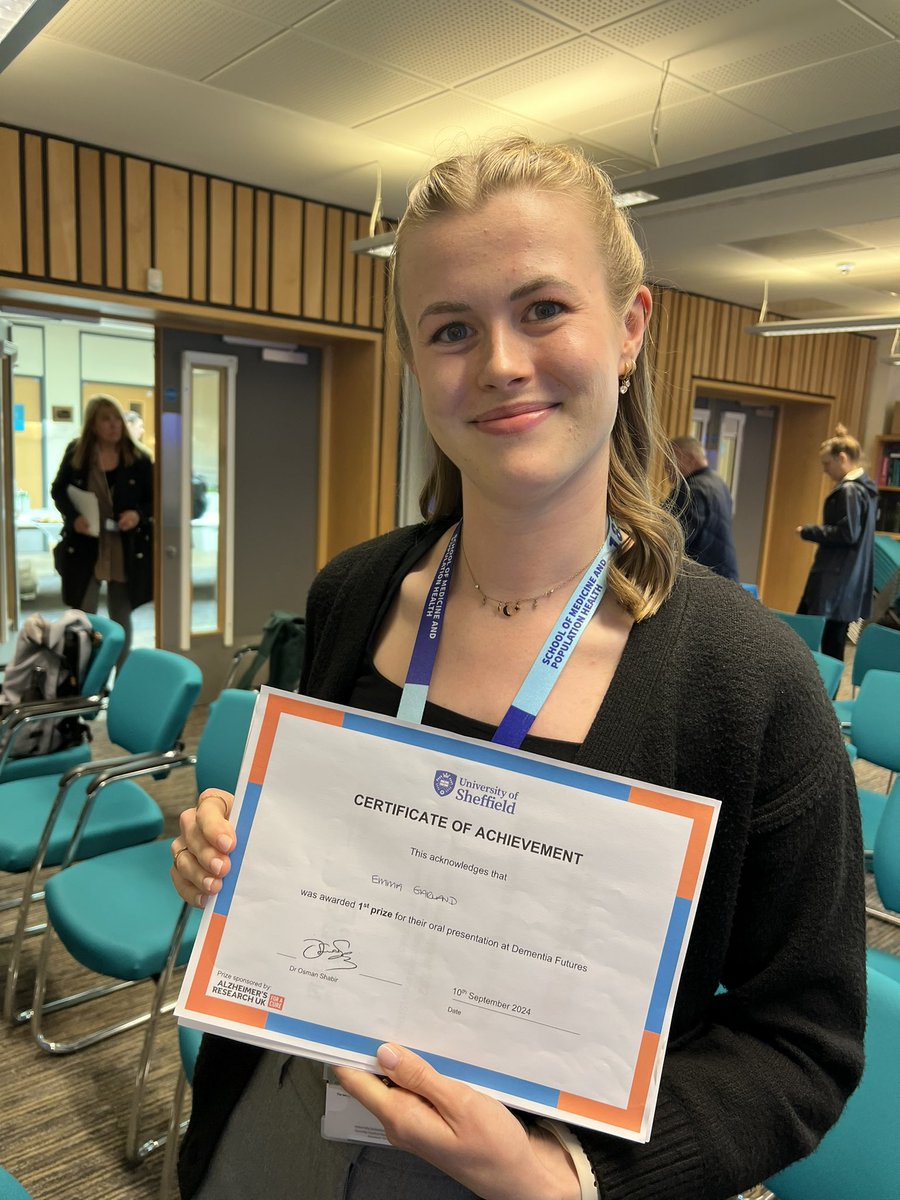 TheDeLab's tweet photo. Well done to @emmafgarland and @hollie_wareing for presenting their work at the dementia futures conference today! Extra well done to @emmafgarland for winning the prize for best presentation 🧬🥼 https://t.co/cmxSXJlnBy