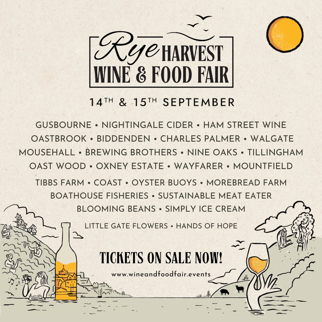 We'll be attending one of our last events of the summer this weekend - the Rye Harvest Wine &amp; Food Fair! Tickets are still available so snap some up to discover the incredible range of local produce from land and sea around us.
#ryeharvest #ryeharvestwineandfoodfair