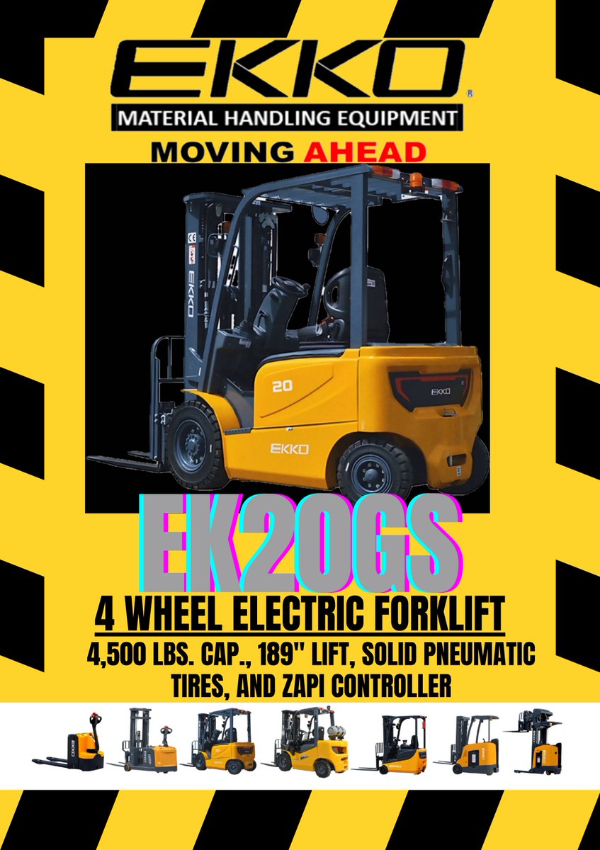 The EK20GS Electric Forklift comes fully loaded!
4500 lbs. cap, side shift, tilt, safety lights, battery and charger included!  
#ContactUsForMoreDetails
ekkolifts.com
Info@ekkolifts.com

#ekko #ekkolifts #liftequipment #forklift #forkliftsales #MovingAhead #getlifted