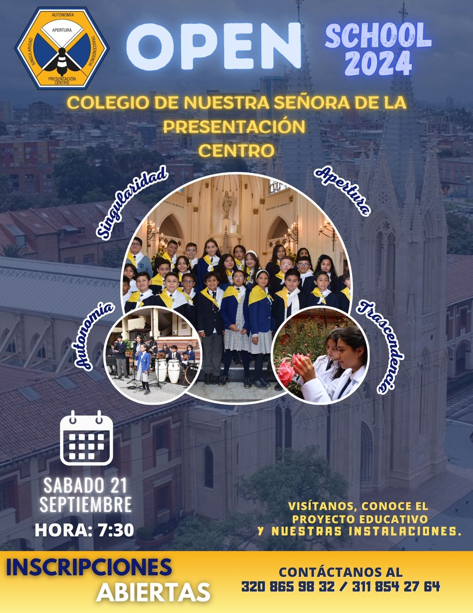 colprecentro's tweet photo. ¿Quieres estudiar en el Colegio Nuestra Señora de la Presentación - Centro?
El próximo sábado 21 de Septiembre  se realizará nuestro OPEN SCHOOL Previa inscripción(Cupos limitados): https://t.co/LqYxydyI4p https://t.co/tFpsUbZEjv