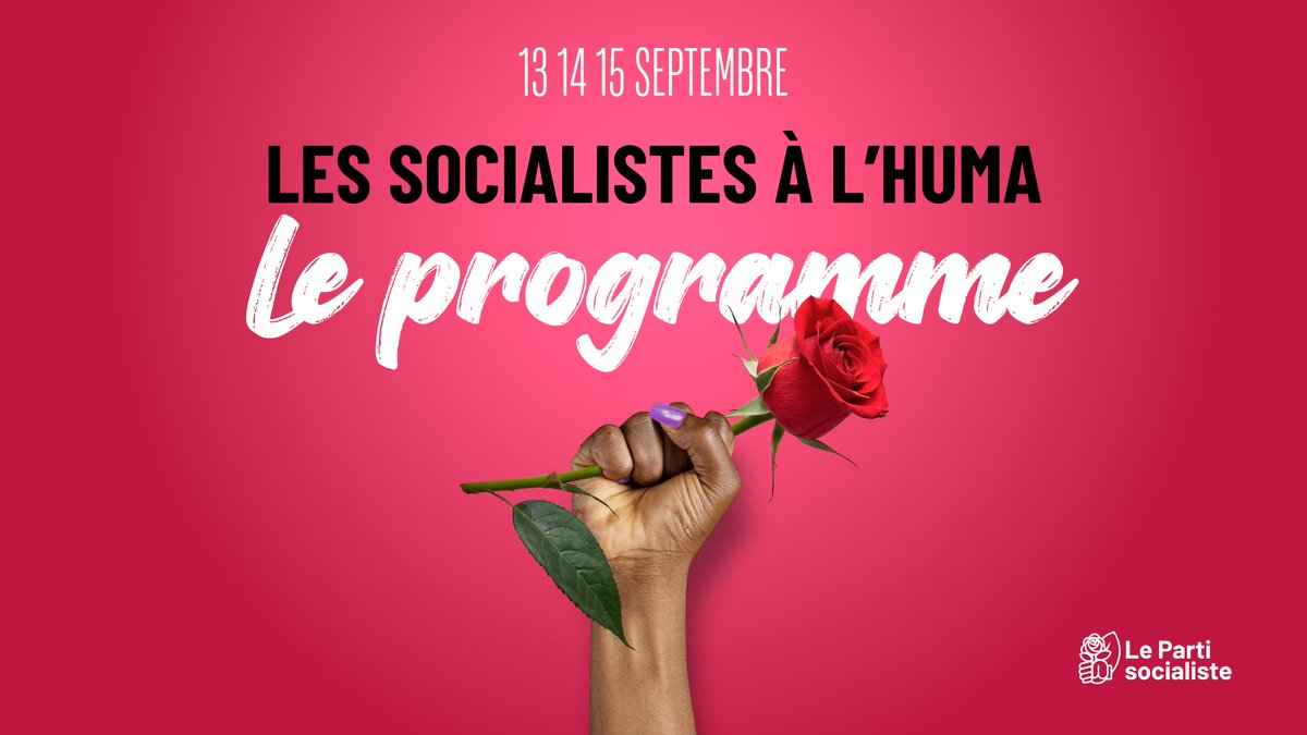 partisocialiste's tweet photo. 🌹 Les socialistes à la @FetedelHumanite ce week-end !

Formations, table-rondes, dédicaces, rencontres avec nos élu·e·s, soirées... Découvrez le programme de notre stand !

📍 À l'angle de l'avenue Pierre Bourdieu et de l'avenue Frida Kahlo, près de la scène Joséphine Baker https://t.co/jCGftOgbhi