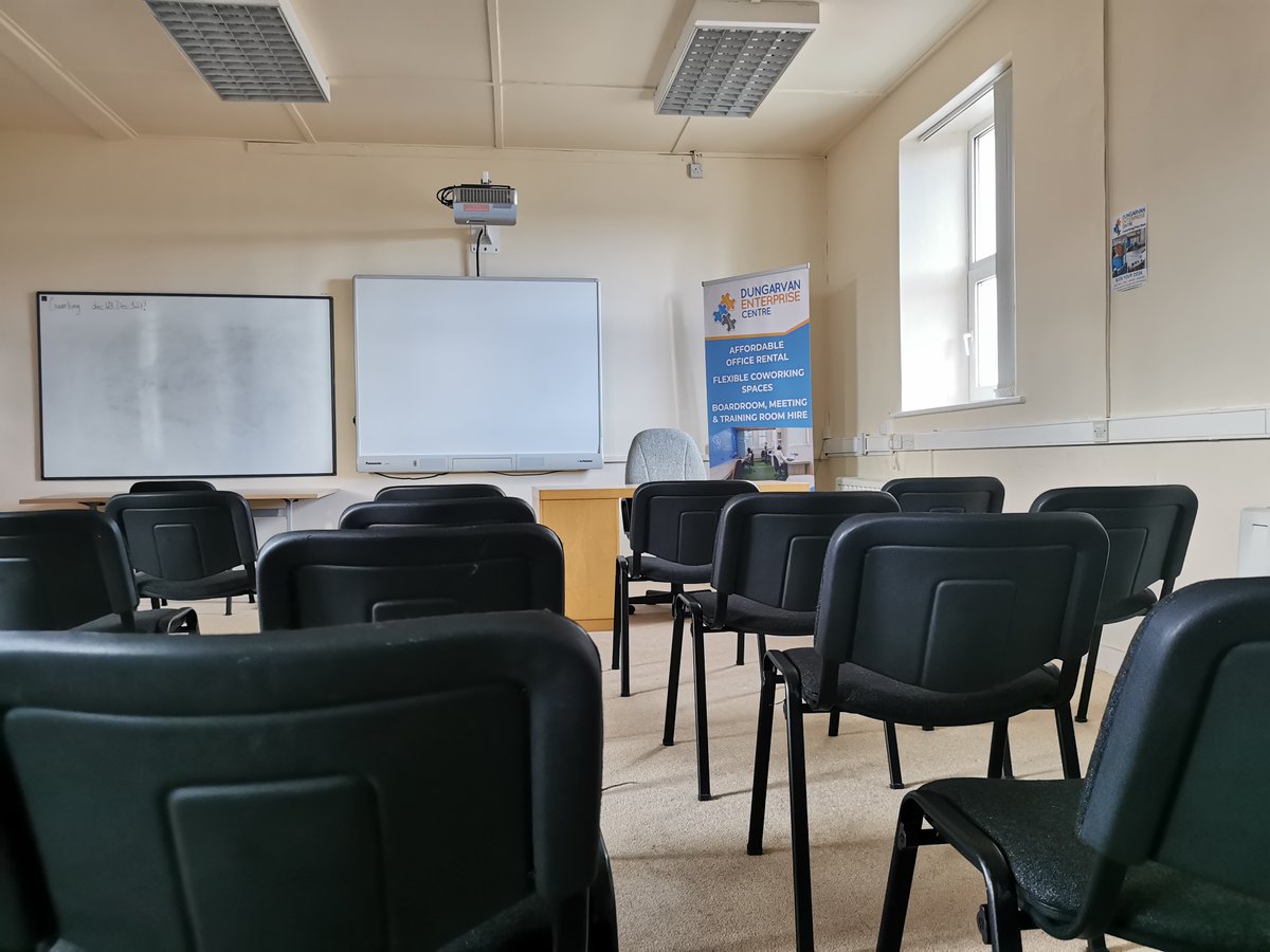 Our training/meeting room can facilitate training, meetings, conferences, etc. It can be configured in a variety of layouts. Hourly, daily hire is available as is short and long-term use. 
Phone: 058 23598 Email: info@dungarvanec.com
#waterford #westwaterford #roomhire
