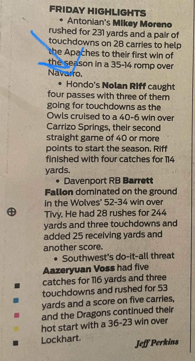 Week 2 and another Hondo Owl highlighted in <a href="/ExpressNews/">San Antonio Express-News</a> 
Way to go, Nolan!

#getawin
#fighton