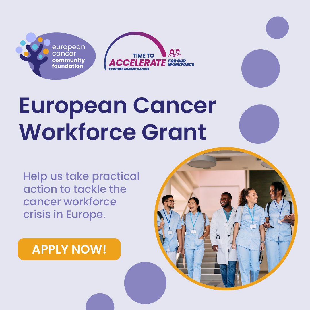 The European cancer workforce is facing enormous challenges. It's time to address this crisis!

The new European Cancer Workforce Fund provides up to €20,000 in grants for pilot projects to improve working conditions and patient care. 🔍

Apply now➡️ europeancancerfoundation.org/apply/