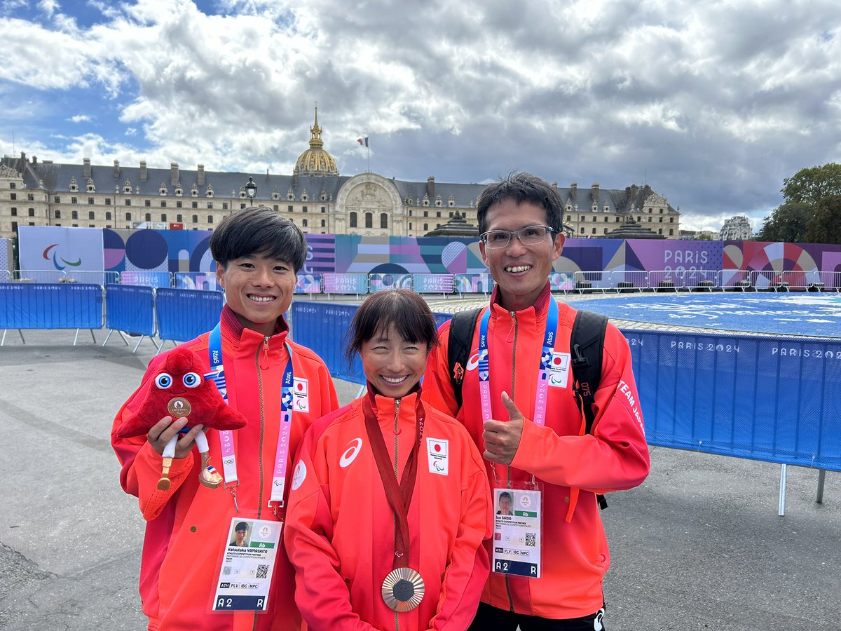 kacchan_spurt's tweet photo. パリパラリンピック2024
道下美里選手の前半ガイドとして出場しました。
銅メダル獲得🥉

長い道のりでしたが、多くの方の支えのおかげでここまでくることがねきました。
応援ありがとうございました！
#Paris2024Paralympics 
#Paris2024 
#パラリンピック2024 https://t.co/PiGH3ihjI9
