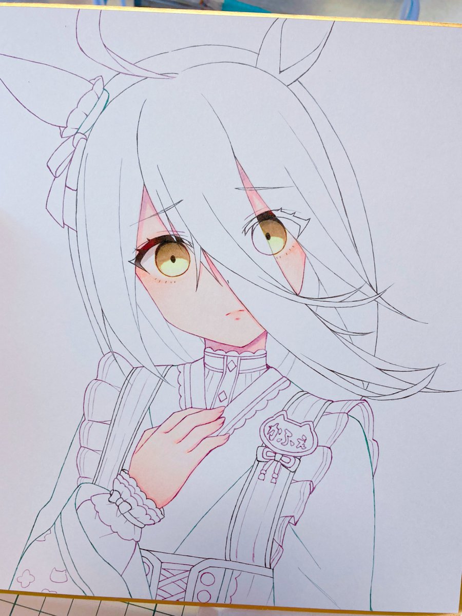 ウマ娘「#ウマ娘 #マンハッタンカフェ色紙に描く久しぶりにコピック用の色紙を使ってみたら」|しるきー🎀skeb募集中のイラスト