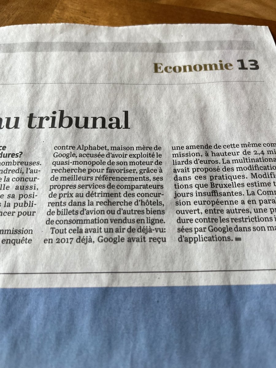 #economie Intéressant car on utilise le moteur de recherche et ses produits dans le monde entier au quotidien et il a un gros pouvoir. 

Google devant le tribunal (#concurrence, #publicité). 

<a href="/Anouch/">Anouch Seydtaghia</a> <a href="/LeTemps/">Le Temps</a>
