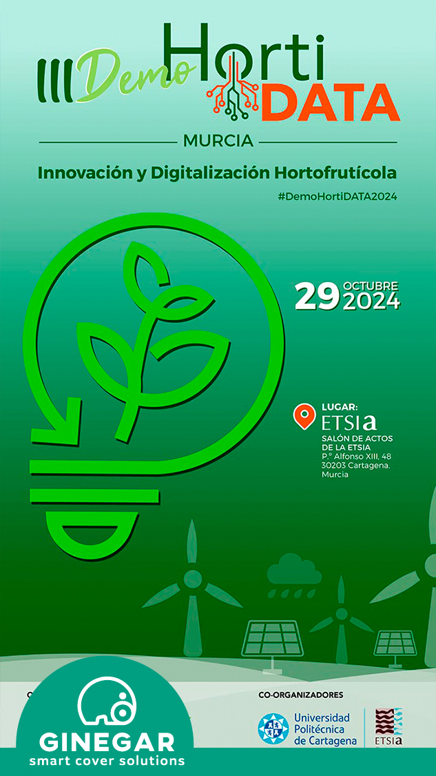 GinegarS's tweet image. Próximamente se celebrará Hortitdata 24
👉 Innovación y Digitalización Hortofrutícola
👉 Escuela Técnica Superior de Ingeniería
👉 29 - Octubre
👉 Cartagena, Murcia
#Ginegar #fabricamosplasticosinteligentesparainvernadero #DemoHortidata2024 #InvernaderosMurcia #AgriculturaMurcia