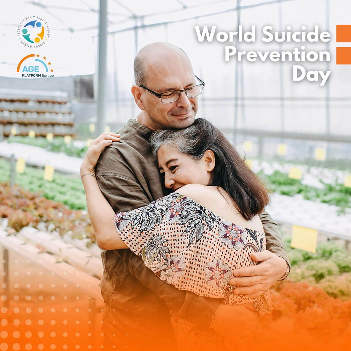 AGE_PlatformEU's tweet photo. 🤝Join us to #PreventSuicide! In the EU, suicide rates among older adults are higher than average.

Partnering with @GAMIAN_Europe for #WorldSuicidePreventionDay, we’ve made recommendations to tackle this.

Check out the #policyreport: https://t.co/LPKktOEpxl

#WSPD2024 https://t.co/nyHq1Ckh45