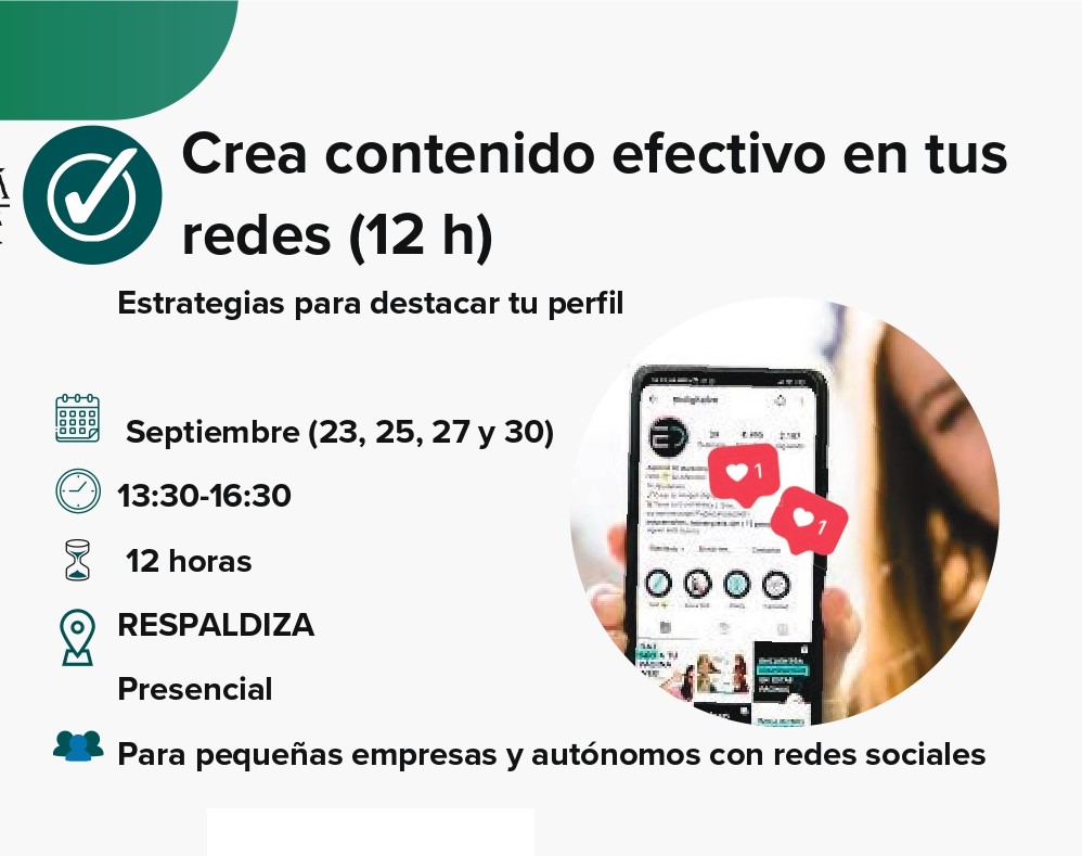 [EUS] Enpresa txiki bat zara eta zure sareen edukia hobetu nahi duzu? Prestakuntza honekin lor dezakezu.

[CAS] ¿Eres una pequeña empresa y quieres mejorar el contenido de tus redes? Con esta formación puedes conseguirlo. 

ℹ️ i.mtr.cool/xecwailmae