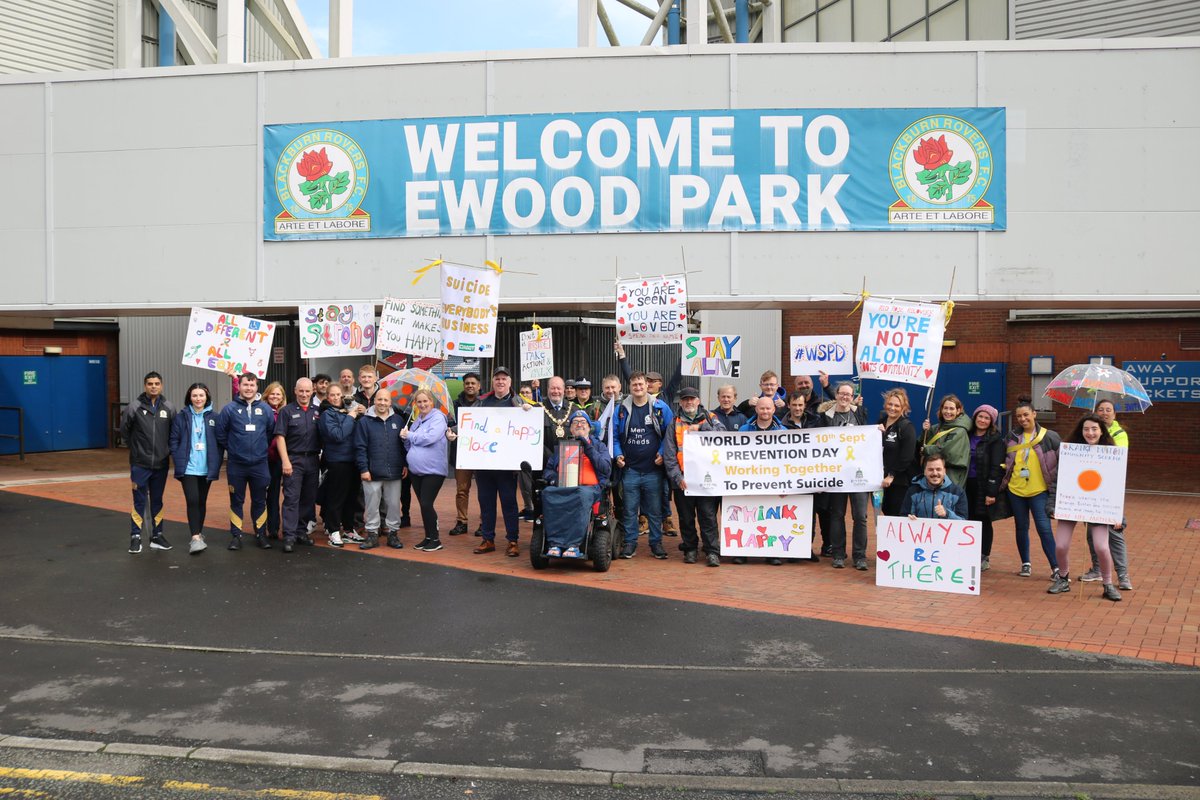 BRFCTrust's tweet photo. 🕯️It was fantastic to welcome so many different people and groups to Ewood Park today, stopping off in BB2 as part of the #WorldSuicidePreventionDay Vigil and Walk. They will be finishing the walk in Blackburn Town Centre shortly, keeping going guys!

#BRCTInclusion #BRCTHealthandWellbeing | @BlackburnDarwen @BwDPH @BWDDPH