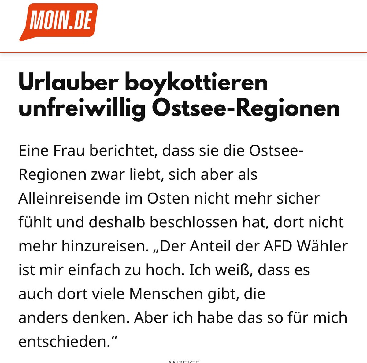 Massenvergewaltigungen durch AfD-Wähler und die rapide ansteigende Kriminalität durch Messer-Mecklenburger haben inzwischen ernste Folgen für den Ostsee-Tourismus.