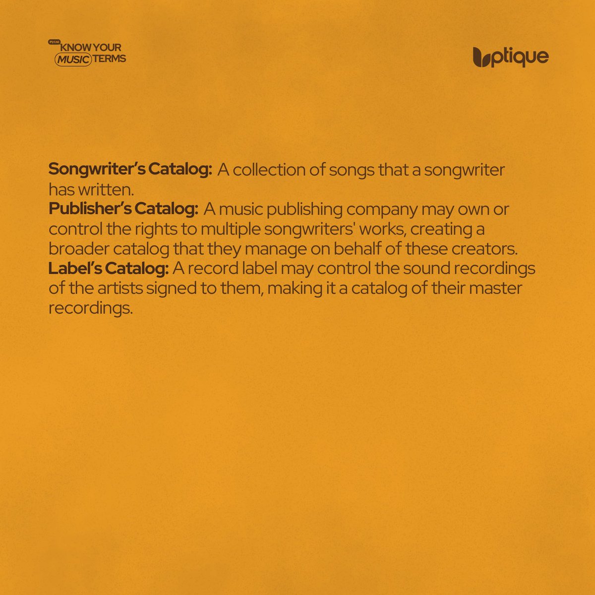 As an artist, songwriter, producer and overall creative, your catalog is VERY VERY important. 

#uptiquemusic