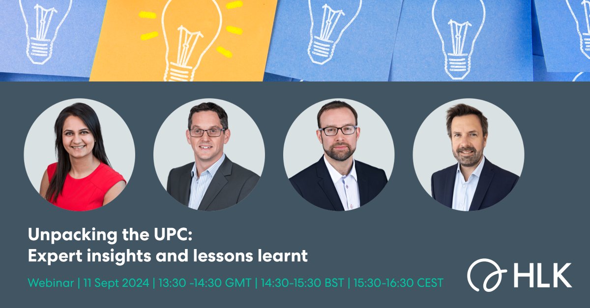 hlk_ip's tweet image. In tomorrow’s webinar our UPC experts will be sharing their top tips from using the Unified Patent Court, and there is still time to register to join them! 👉 us06web.zoom.us/webinar/regist… #UPCExperts #UnifiedPatentCourtExperiences #UPC #UnifiedPatentCourt #UPCLitigation
