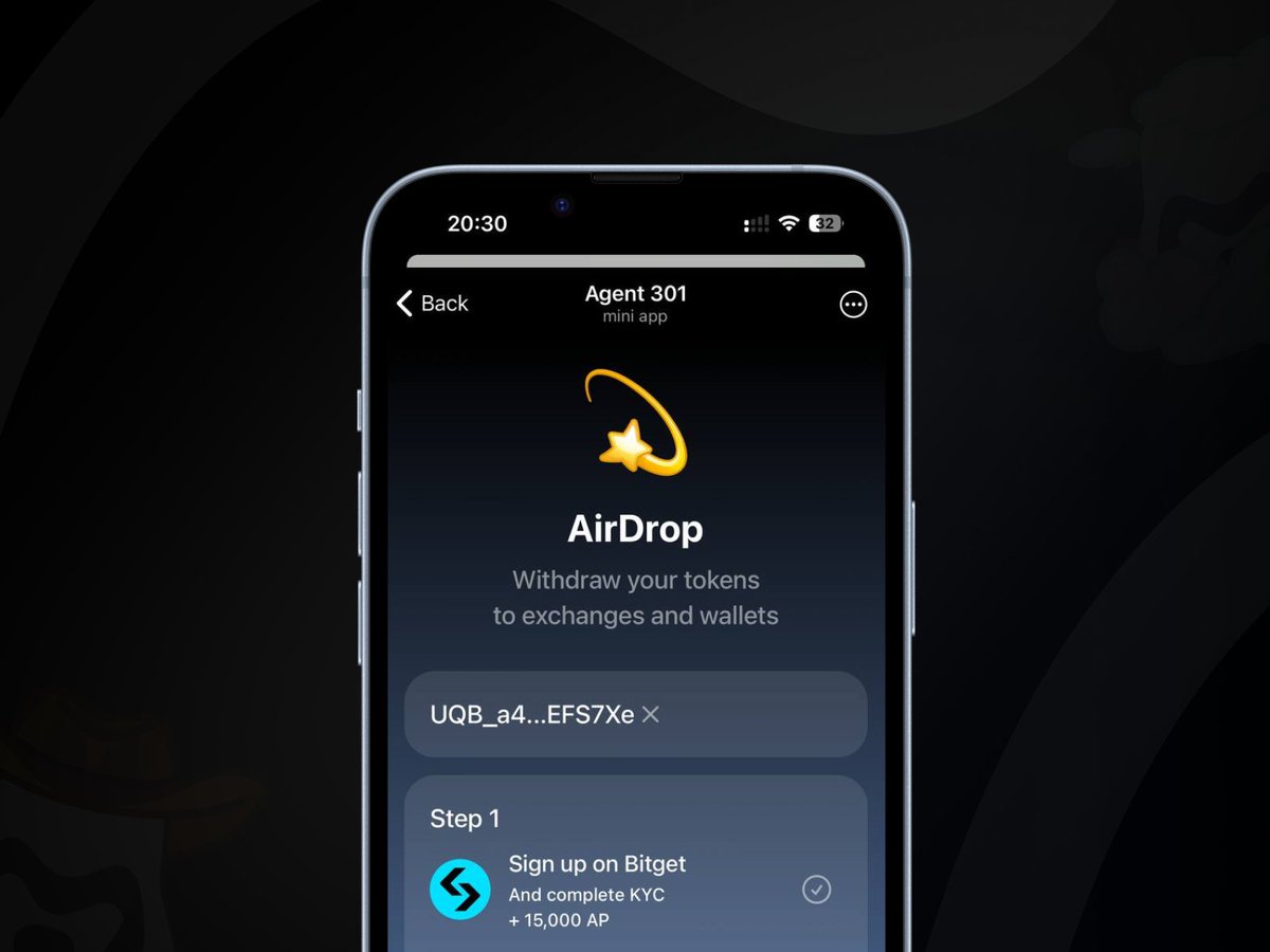 Agent 301 Airdrop - New Telegram Miniapp. Partnered with <a href="/bitgetglobal/">Bitget</a>

Same as like $BLUM $DOGS &amp; $NOT

Joining link: t.me/Agent301Bot/ap…

More 👇