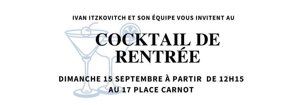 🍹 C'est le moment de se retrouver en toute convivialité pour parler de <a href="/Rosny_sous_Bois/">Rosny-sous-Bois</a> de vive-voix.

📢 Des annonces importantes pour l'année 2024-2025 qui nous concernent toutes et tous.

🗓️ Le 15 septembre dès 12h15
📍 17 place Carnot
🤝 Événement ouvert et familial