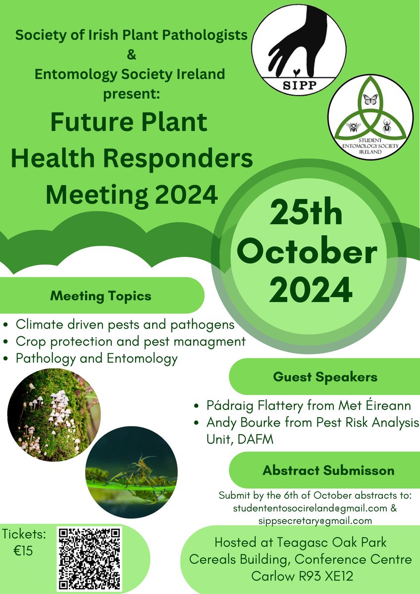A day of insightful talks, networking, and showcasing of Early Career Researchers work on plant health. Submit your abstract for a talk/poster <a href="/AFBI_NI/">AFBI</a>  <a href="/teagasc/">Teagasc</a>  <a href="/TeagascCrops/">Teagasc Tillage Team</a>  <a href="/agriculture_ie/">Dept of Agriculture, Food and the Marine</a>  <a href="/daera_ni/">DAERA</a>  <a href="/ucdagfood/">UCD School Ag & Food</a>  <a href="/UCDHort/">UCDHort</a>  <a href="/uccBEES/">Biological, Earth & Environmental Sciences, UCC</a>