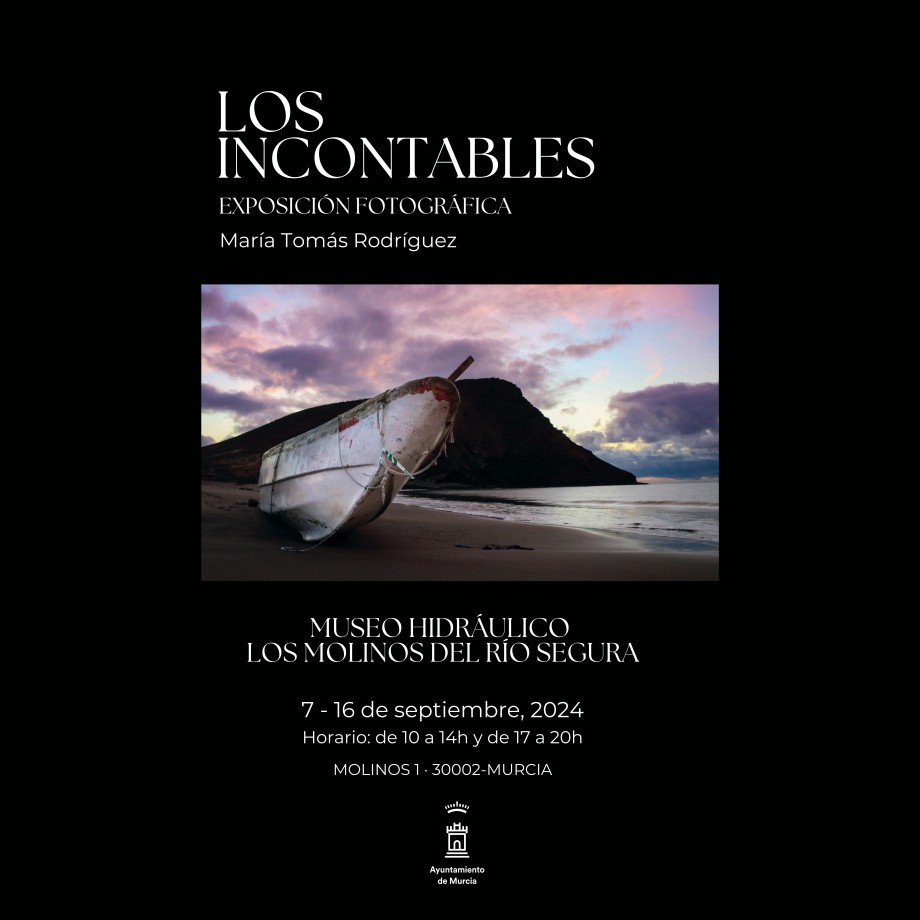 Os compartimos la información de la Exposición 'Los incontables'.

Estará abierta hasta el día 16 de septiembre, en horario de lunes a sábado de 10 a 14h y de 17 a 20h en el Museo Hidráulico Los Molinos del Río Segura, Murcia, España.

Toda la info en eventos.murcia.es/121045/detail/…