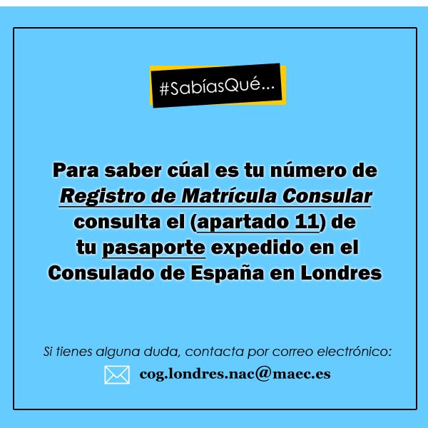 #SabíasQué El número Registro Matrícula Consular te será solicitado para:

📑 Realizar trámites consulares 
🗓 Reservar cita para pasaportes. 

Se envía al darte de alta y lo encontrarás en apartado 1️⃣1️⃣ de tu pasaporte expedido en nuestro Consulado. 

ℹ️ acortar.link/tCWil8