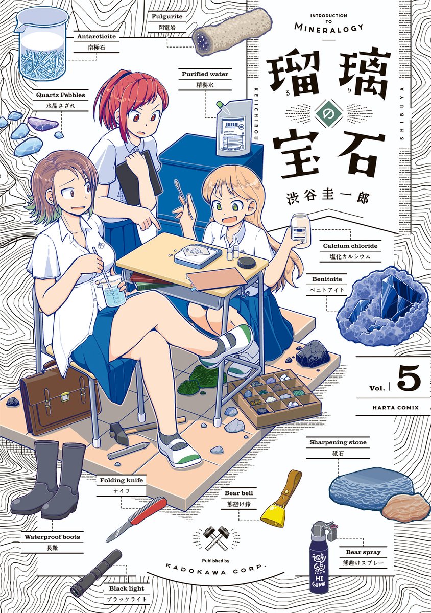 【9月13日発売】
『瑠璃の宝石』5 著・渋谷圭一郎
"水晶の木"--その正体を突き止めたい!
地学部の活動ノートに残された記述を手掛かりに、ルリと瀬戸さんは探索を開始する。
知的好奇心に突き動かされる女子高生たちの鉱物採集アドベンチャー、第5巻!