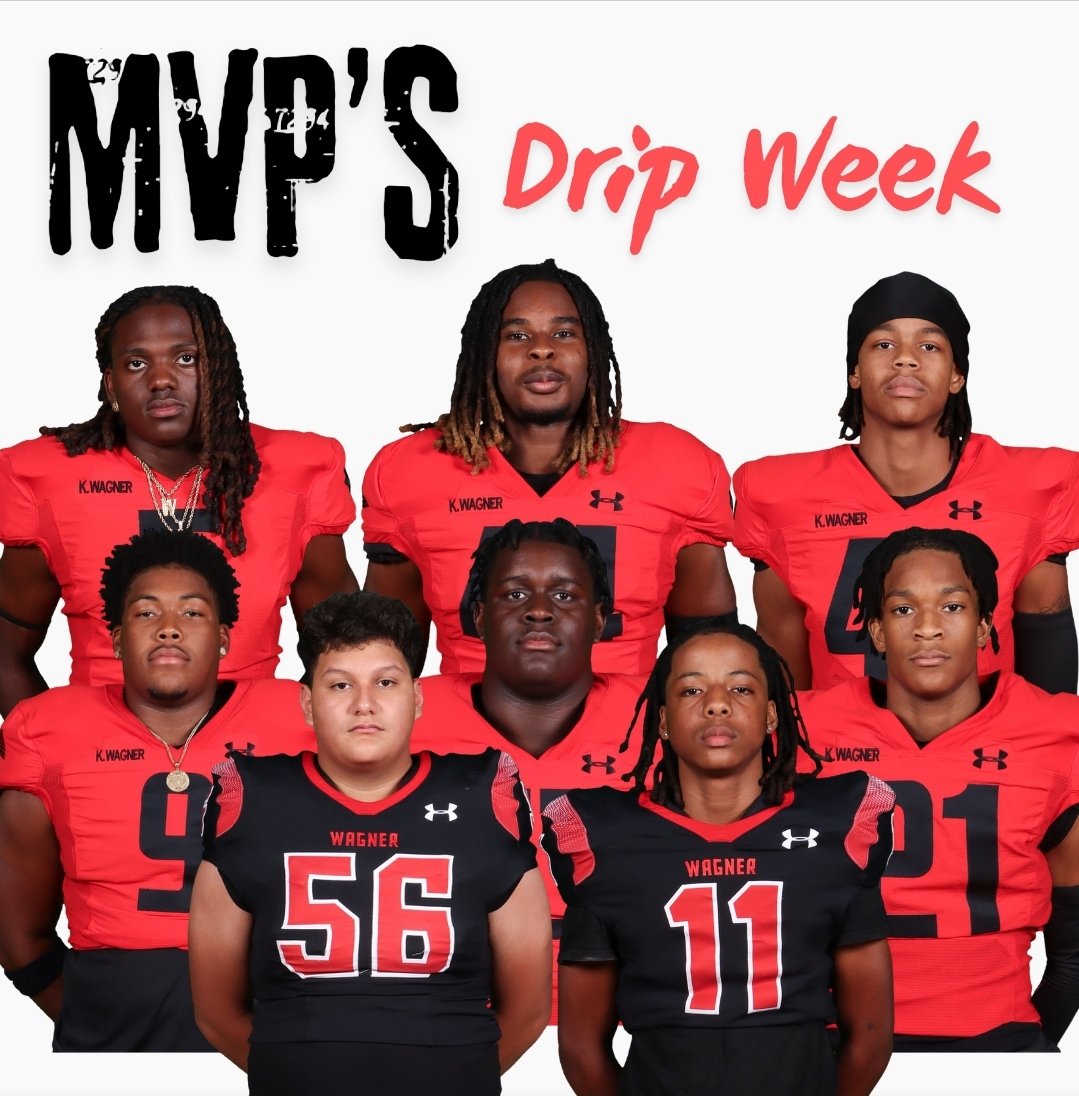 Wagner T-Bird Football (@karenwagnerhsfb) on Twitter photo Proud of this week's MVP's
DB MVP- DJ Monday
DL MVP- <a href="/AzarioBrooks99/">Azario " Az " Brooks</a>
OL MVP- La'Troy Bradford
O Skill MVP & BTW-<a href="/WillReynolds_4/">William Reynolds</a>
Unsung Hero- Trez Mason
Special Teams MVP- Durrell Steen
Scout Team Players of the Week- Nathan Phelps, Cierre Williams #T3 #FAW Proud of this week's MVP's
DB MVP- DJ Monday
DL MVP- <a href="/AzarioBrooks99/">Azario " Az " Brooks</a>
OL MVP- La'Troy Bradford
O Skill MVP & BTW-<a href="/WillReynolds_4/">William Reynolds</a>
Unsung Hero- Trez Mason
Special Teams MVP- Durrell Steen
Scout Team Players of the Week- Nathan Phelps, Cierre Williams #T3 #FAW