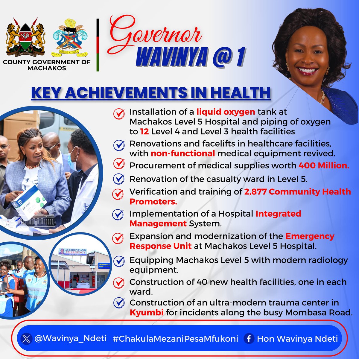 Governor <a href="/Wavinya_Ndeti/">Wavinya Ndeti Oduwole, EGH</a>
Has been in fore front to better the health sector
#WavinyaNdetiDelivers
