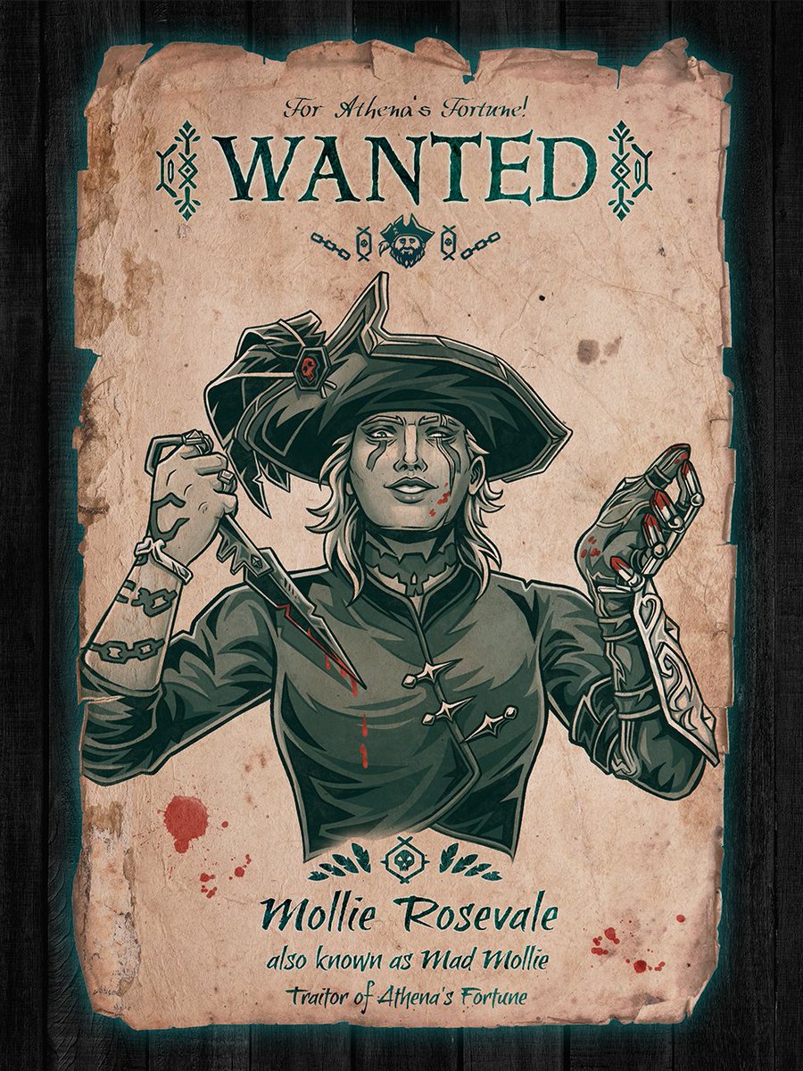 martii_art's tweet image. Beware of Molly's madness! When the shadow of her sails falls upon you, a quick death is the best scenario you could ask for! 💀🩸
Wanted poster for @LemonadeInky 🖤
#SeaOfThieves