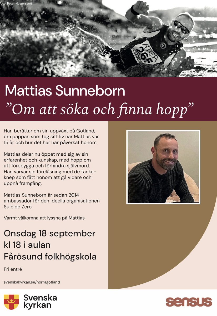 Idag 10/9 är det Suicidpreventiva dagen och på onsdag föreläser jag hemma i Fårösund 💚