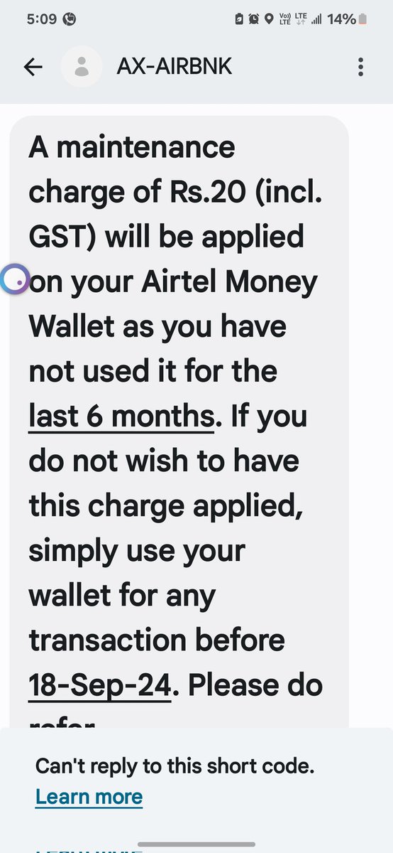 PradeepK14464's tweet photo. Look at the way airtel loots money - why is it mandatory to use airtel wallet once atleast in 6 months ? @airtelindia @airtelnews https://t.co/sU2dtSE2TH